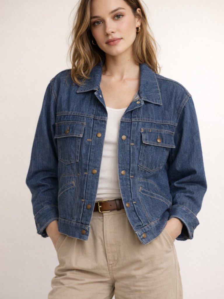 Vintage Classic Dark Blue Denim Jacket